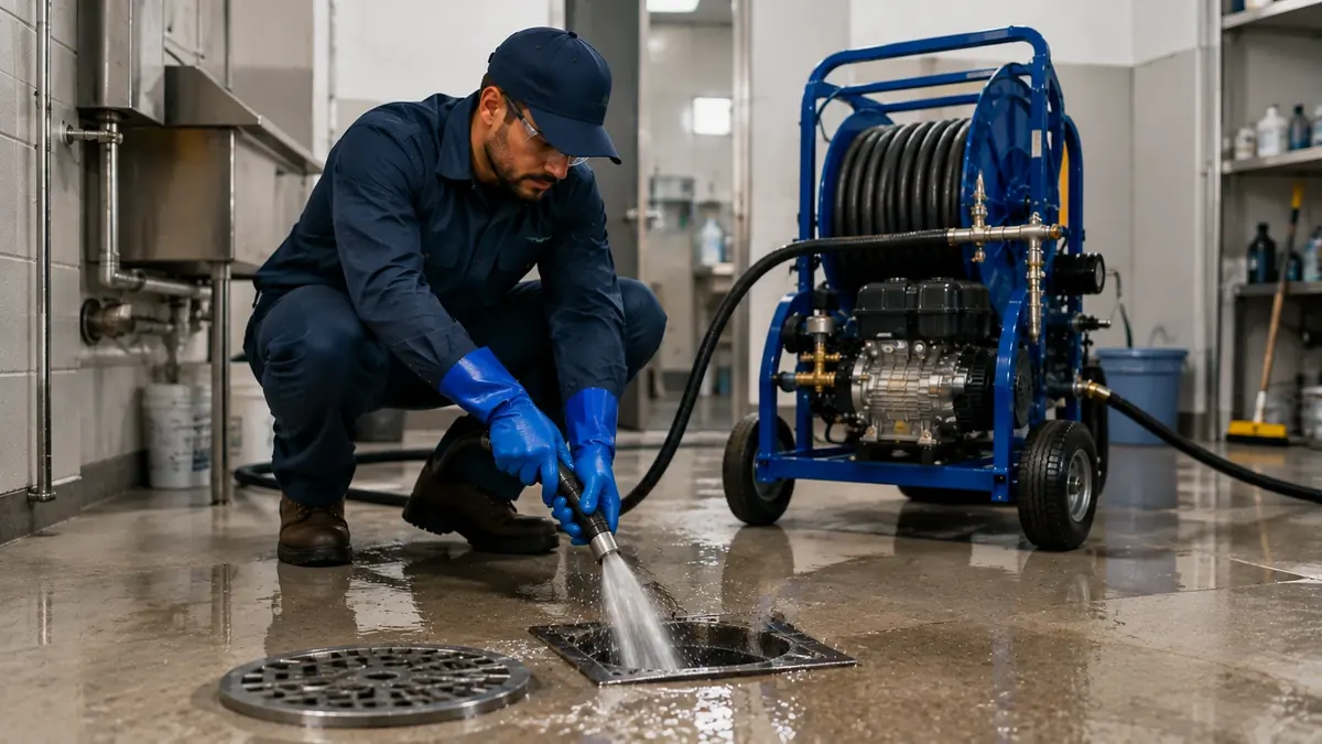 Floor Drain Hydro Jet Cleaning in Cantil