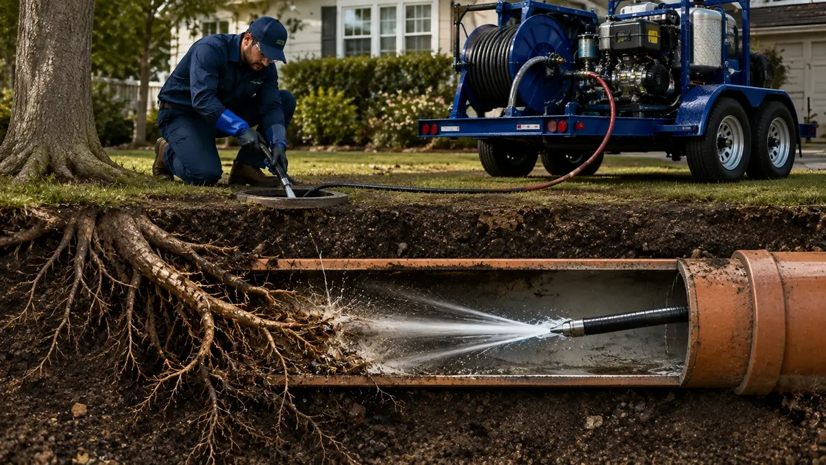 Tree Root Removal with Hydro Jetting in Cantil